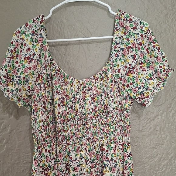 Bohemia Floral Puff Sleeve Flounce Sleeve. Women's Dress Size L - Picture 4 of 12